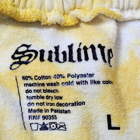 SUBLIME YELLOW TIE DYE SWEATPANT SHORTS SIZE LARGE - Picture 5 of 8